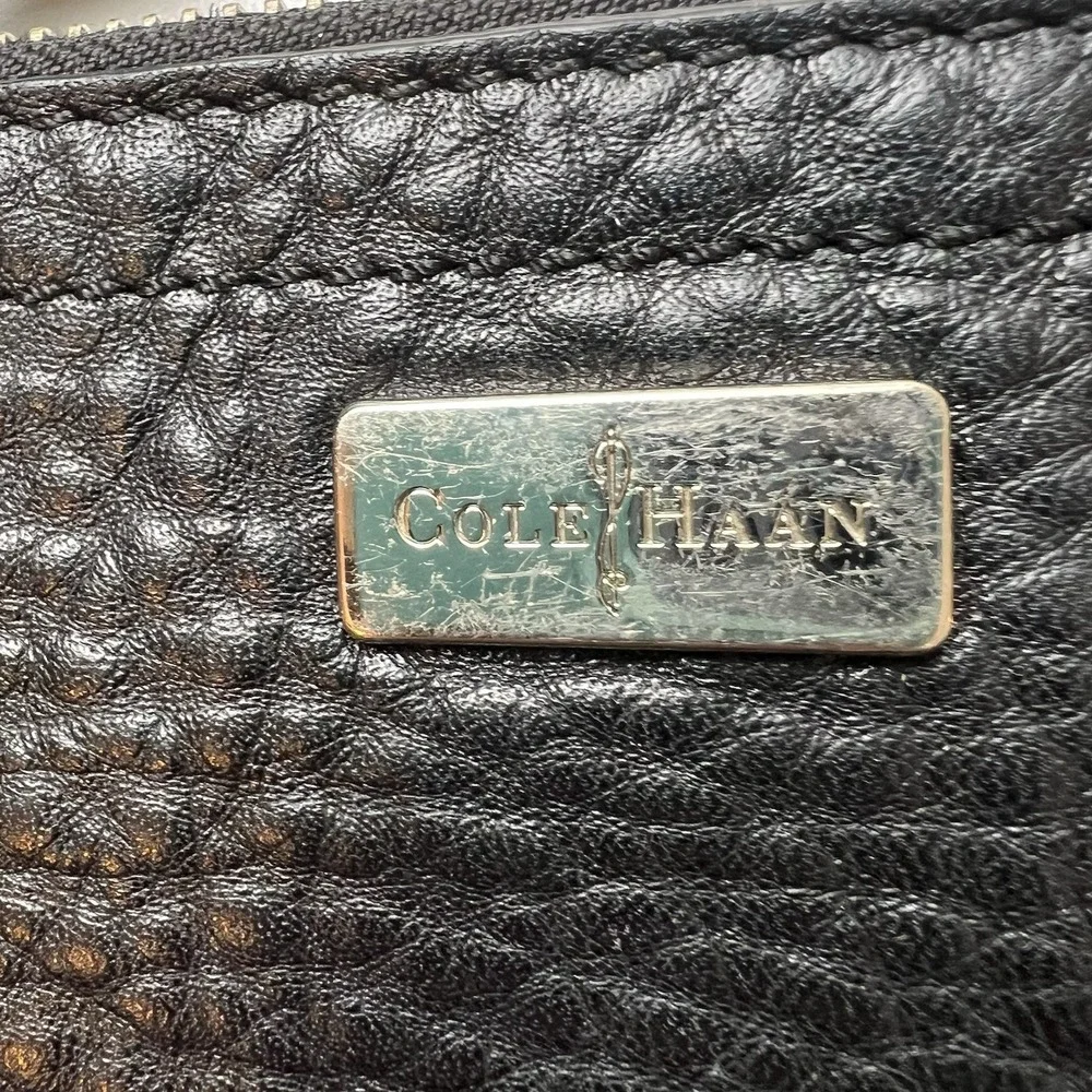 Cole Haan Black Pebble Leather Crossbody Bag w/Chain & Leather Handle